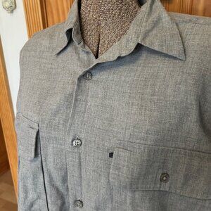 Mens Gray Grey DKNY Shirt Cotton Wool Flannel M Long Sleeve
